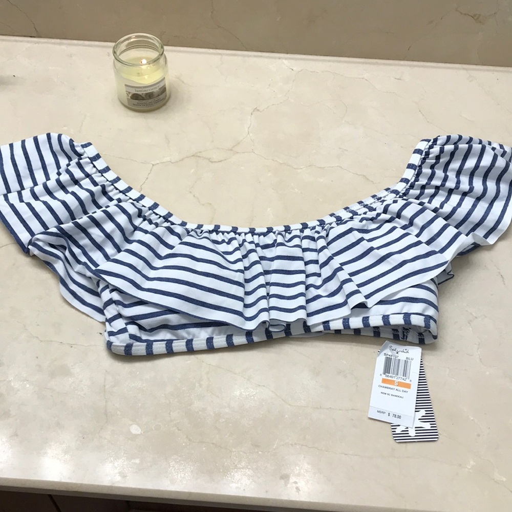 Splendid Chambray Stripe Bikini Top - Picture 6 of 8